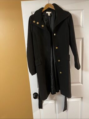 H&M Black Trench Coat with Gold Buttons